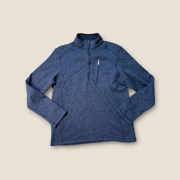 Men’s Woolrich Sweater 1/4 Zip Mock Neck Fleece Lined Medium Blue - Picture 1 of 4